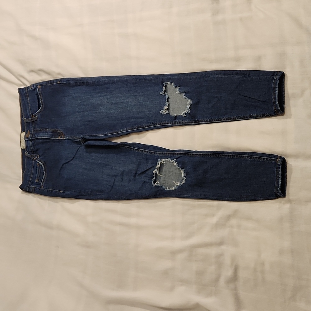 Free people jeans Skinny crop distressed women's size 29 dark wash blue